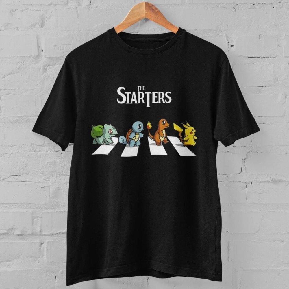 The Starters Pokemon Parody TShirt Funny Abbey Road Graphic Tee Unisex Gamer